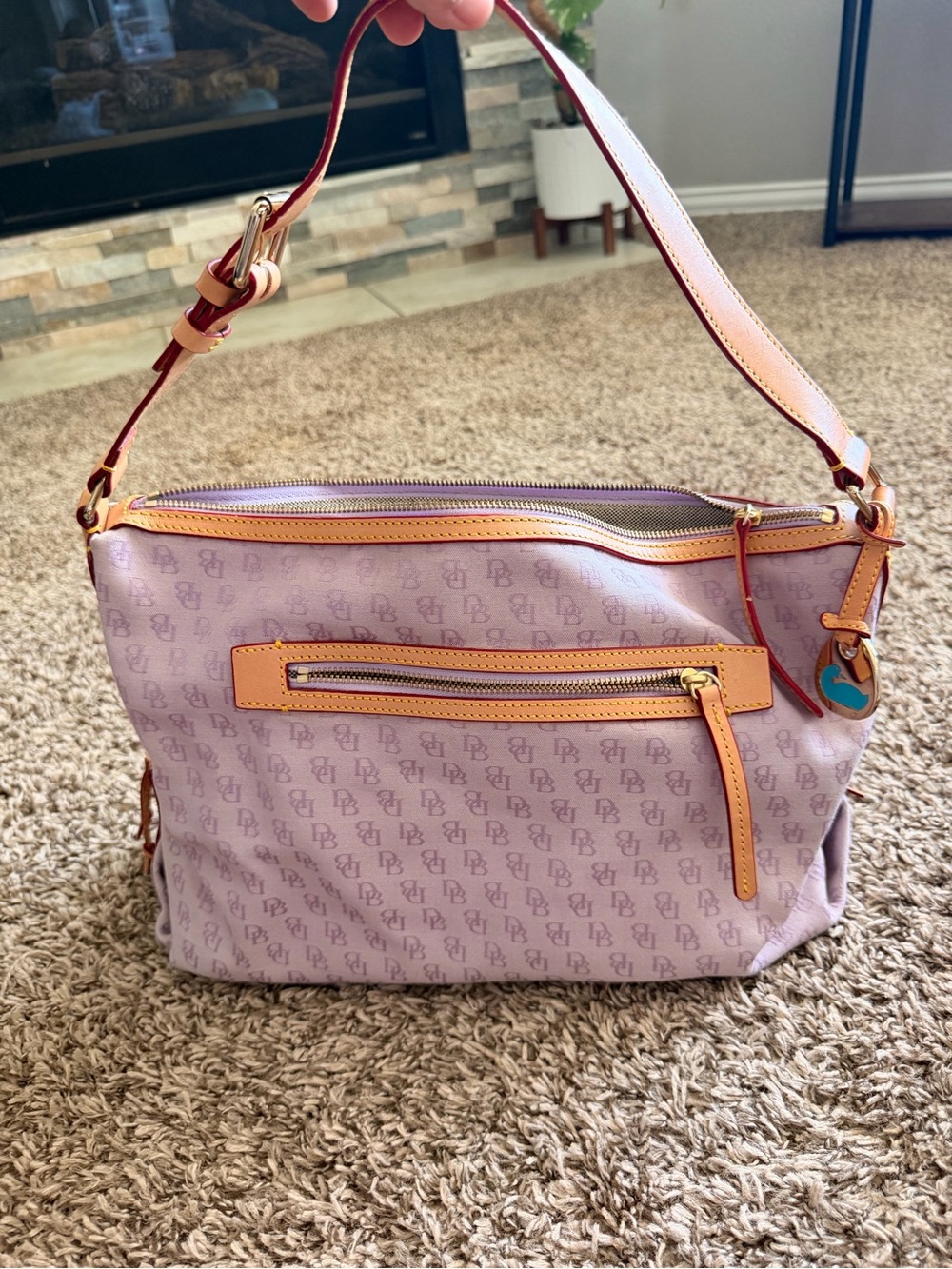 Vintage Dooney & Bourke Lavender DB Signature Hobo Y2K